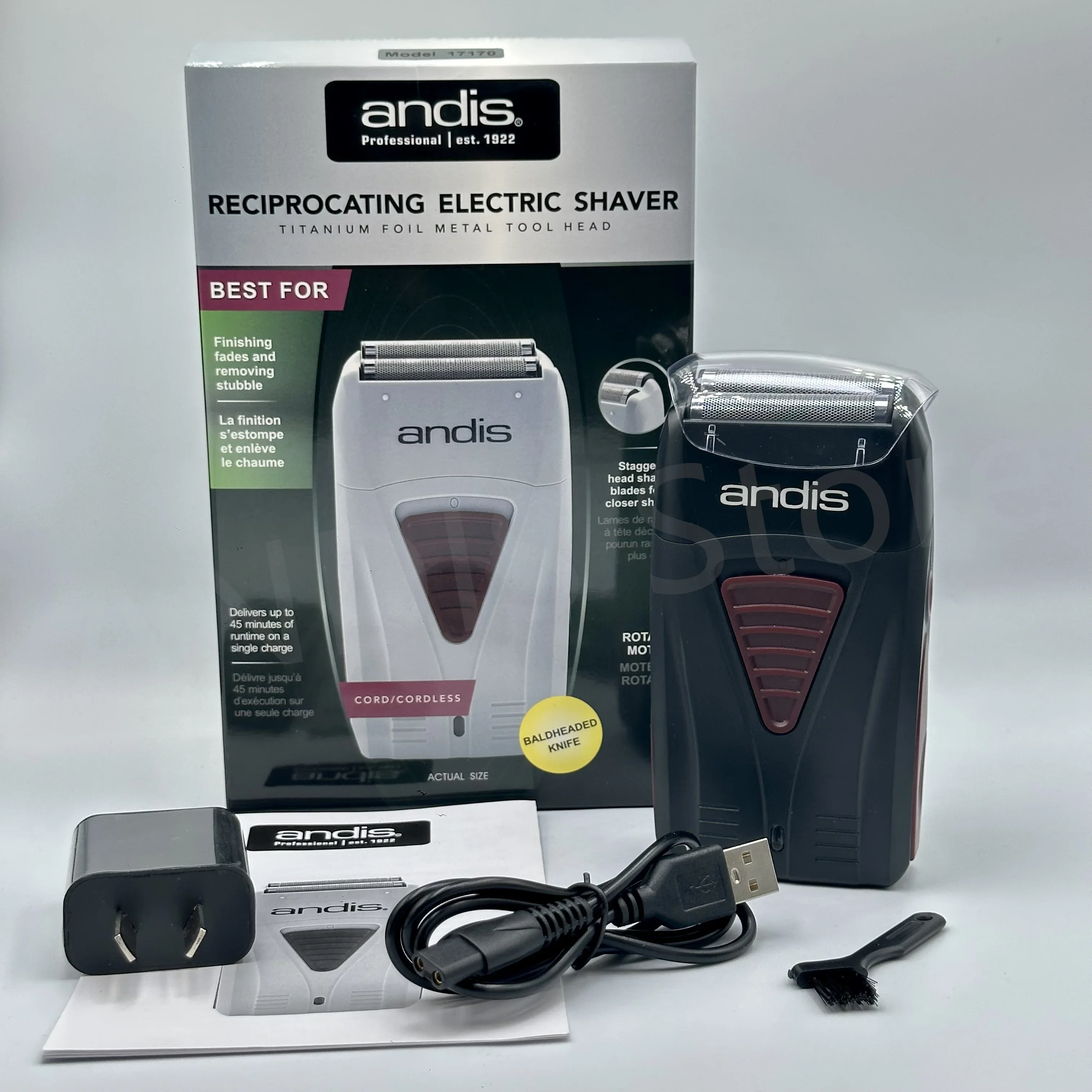 Afeitadora eléctrica Original Andis 17170 de litio para limpieza del cabello de barbero para hombres, maquinilla de afeitar para Barba, máquina de afeitar calva: Oro
