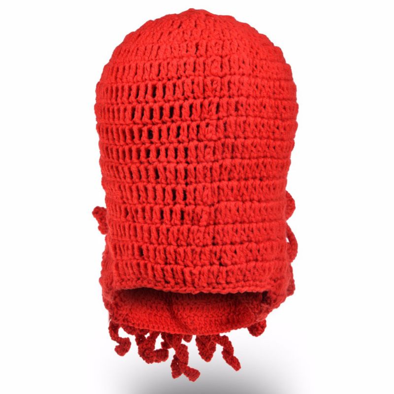 Männer Frauen Kreative Lustige Tentakel Krake Gestrickte Hütte Lange Bart Mütze Kappe Sturmhaube Winter Warme Halloween Kostüm Cosplay Maske