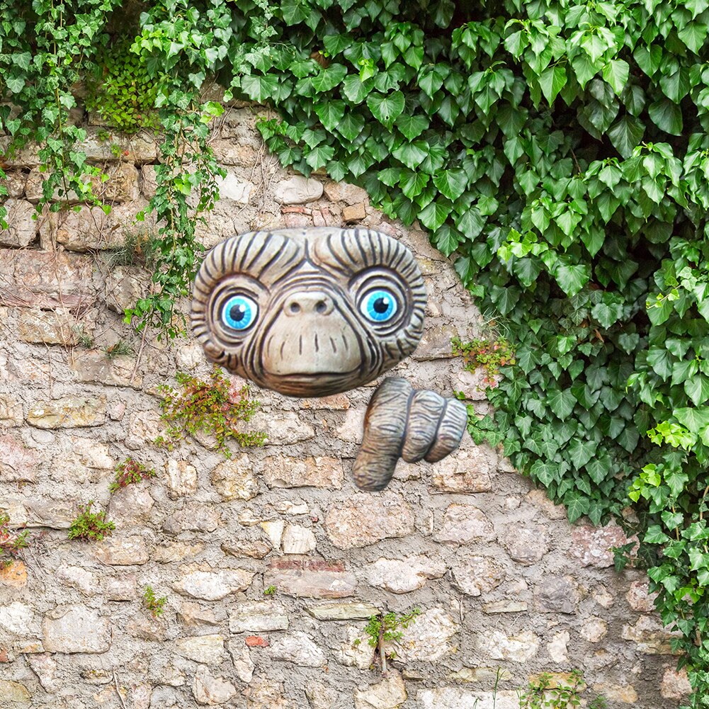 Alien Et Ornamenten Hars Ambachtelijke Alien Peeker Muur Hanger Yard Art Ornament Creatieve Huis Tuin Decoratie Hekken Deur Decor