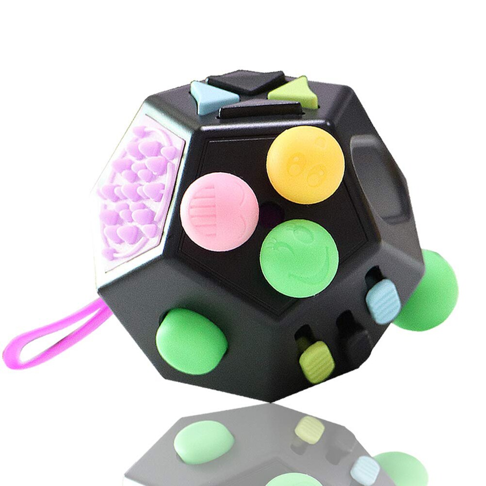 12-Sided Decompression Toy Children And Adult Cube Toys Relieve Stress And Anxiety Toys Fun Educational Toys: balck