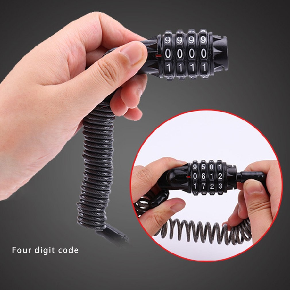 Mini Spring Anti-theft Bicycle Code Lock 4 Digits Combination Password Bike Lock Spring Disc Cable Wire Security Lock
