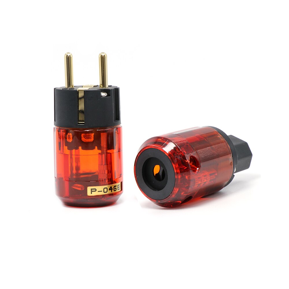 Höhe P046E + C046 Gold-Überzogene Durcheinander SCHUKO Energie Stecker EUR Energie Stecker hifi EU AC Energie stecker