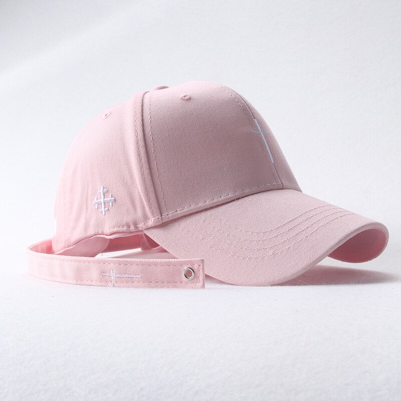 Naiset miehet risti vyö kirjonta baseball lippalakki kiinteä kirjain hattu unisex säädettävä persoonallisuus hip hop snapback lippalakit  cp0319: Vaaleanpunainen
