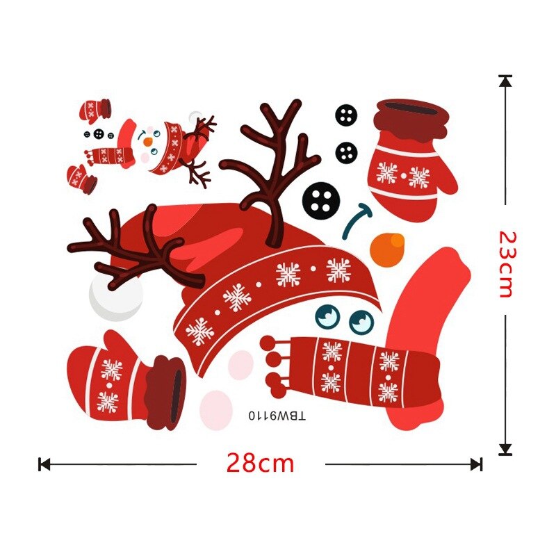 Waterproof Christmas Fridge Sticker DIY Cartoon Snowman Wall Sticker Cartoon Snowman PVC Wall Sticker For Kid Room