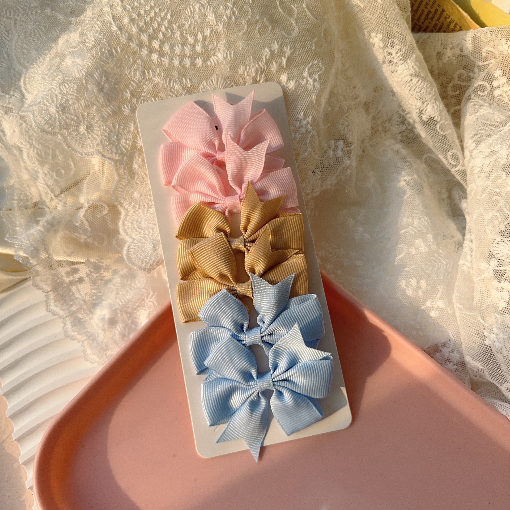 6-10 Uds. Pinzas para el cabello con lazo bonito para niñas, pinzas para el pelo con lazo colorido, pasadores hechos a mano, accesorios para el cabello para niños