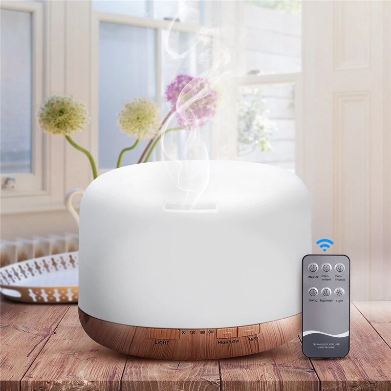 1pcs Air Humidifier Essential oil diffuser 500ML Ultrasonic Cool Mist Maker Fogger Humidifier LED Lamp Aroma Diffuser Electric