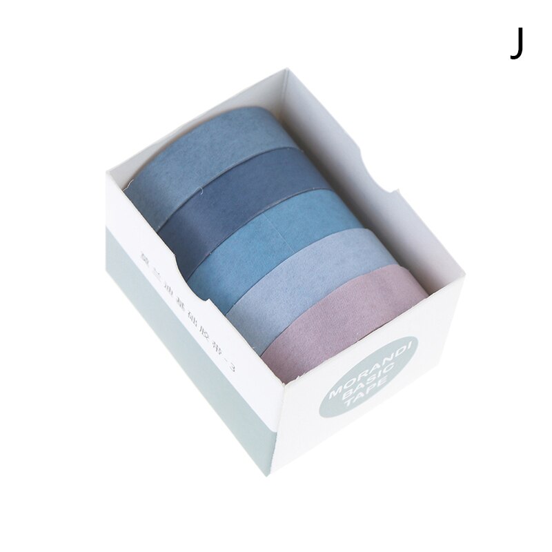 5Rolls/box Solid Color Tape Set Decorative Tape Cute Scrapbooking Adhesive Tape: J