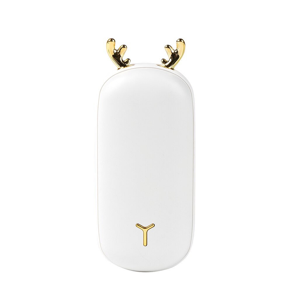 hand warmer digital display double-sided temperature control hand warming heater usb charging pocket warmer: White