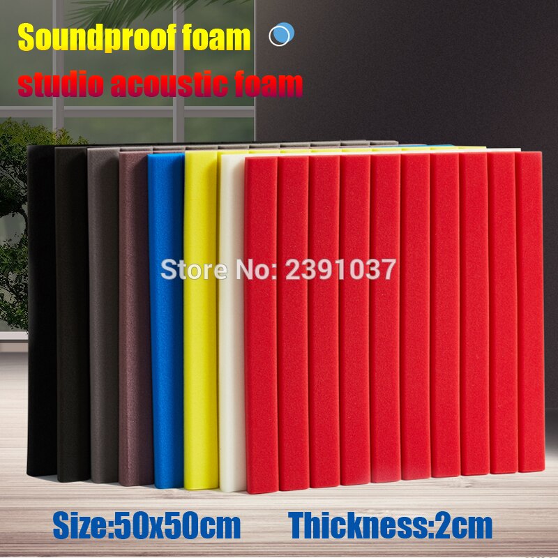 Høj densitet 10 stk / pakke 50*50*2cm lydisoleret skum 0.1kg/ stk blå farve akustisk skum til tromlerum akustisk panel studio skum