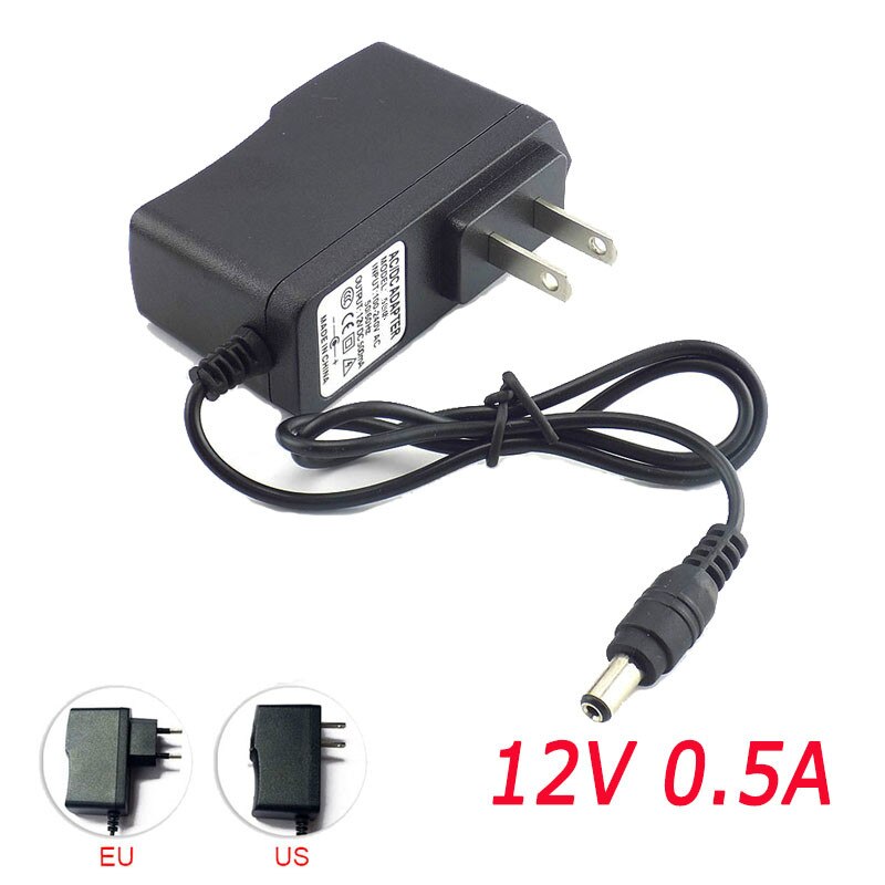 500ma stroomomvormer voedingsadapter ac naar  dc 12v 0.5a voeding us eu stekker schakelaar 5.5mm x 2.1mm voor stripverlichting 100-240v