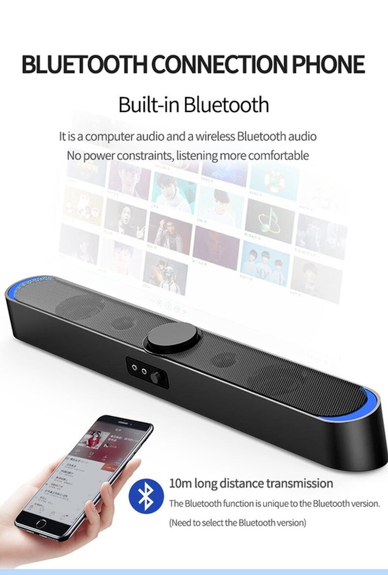 Sound Box Mini USB Powered Computer Wireless Bluetooth Speakers Desktop PC Laptop Notebook Sound Bar Stereo Subwoofer with Mic