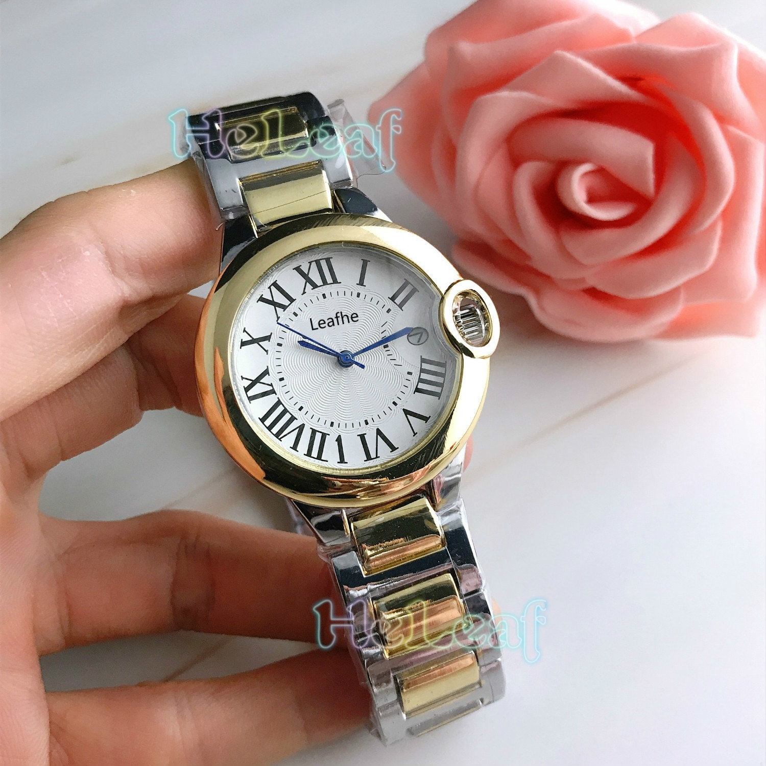 Silver Gold Stainless brand Watch Quartz Wrist Watches Ladies Girls Famous Female Clock Montre Femme reloj: Silver Gold