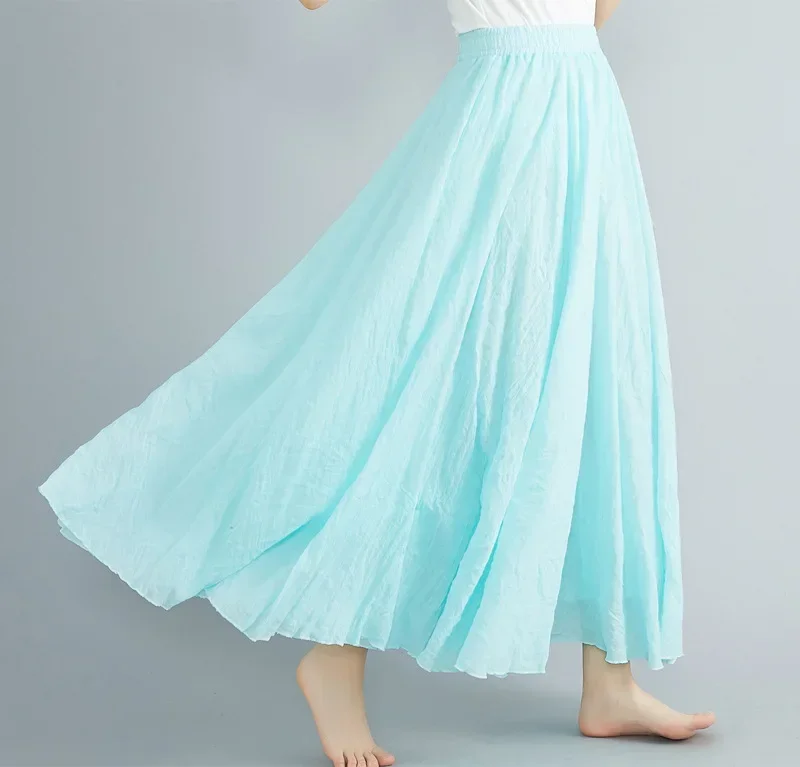 Clothes Women Clothing Skirts Vintage Y2k Streetwear Bohemian Cotton Linen Casual Vestido De Festa Long Skirt