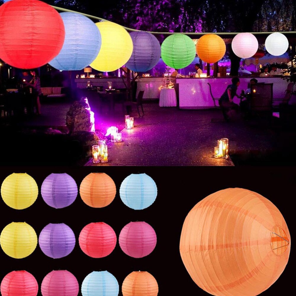6pcs 20cm Paper Lantern Round Foldable Hanging Lantern Wedding Scene Decoration Hanging Lamp Layout Prop (Red and Blue)