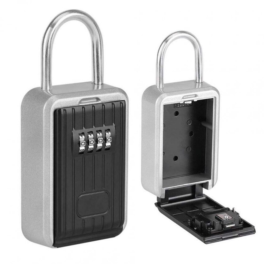 1Pc 4 Digit Password Safes Key Lock Box Waterproof Mini Outdoor Key Cipher Boxes Hanging Padlock Lock Box Safe Storage Case