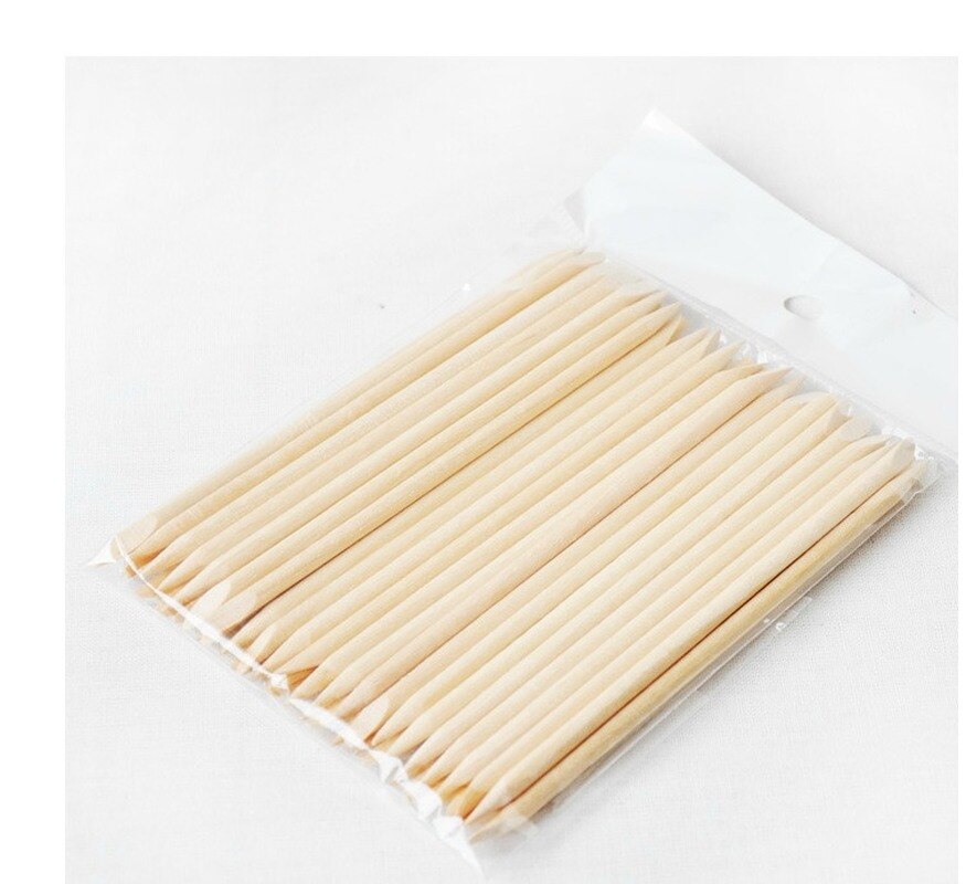 Removedor de cutículas para manicura y pedicura, herramienta de palitos de madera naranja de 2 vías, TRP09 (100 cm de largo), 1 paquete de 11,5 piezas