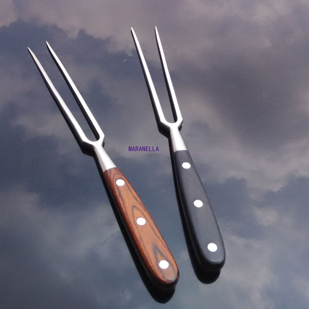 Multifunction 36cm Stainless steel Barbecue Fork Beef Mutton Western Food Meat Fork Kitchen Tableware with Wooden Handle