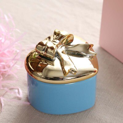 Hartvormige gouden strik snoepdoos romantische koreaanse bruiloft met ring oorbel ketting sieradendoos opslagtank: 3