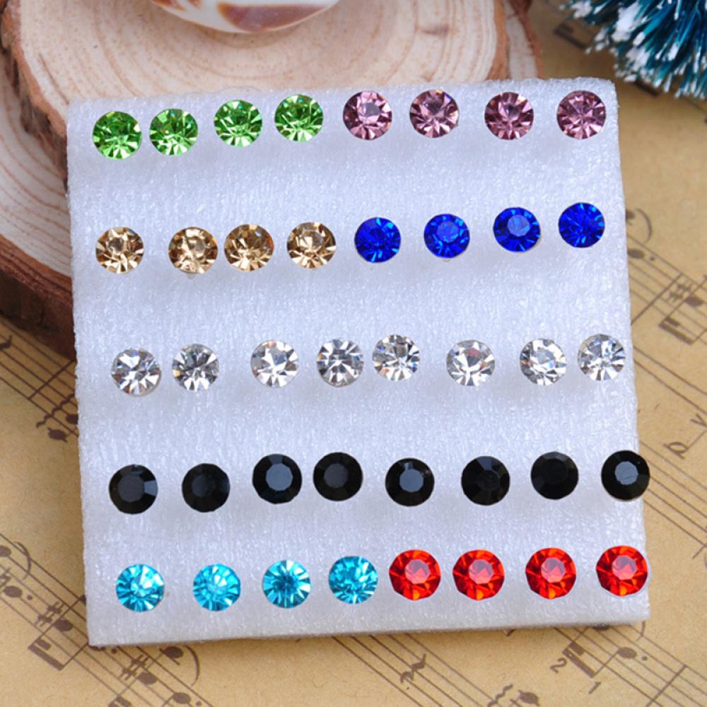 40Stck Multi-Farbe Stein Kristall Ohr Nieten einstellen Elegante Ohrringe Vermeiden Allergie Stift Ohrringe einstellen Für Frauen Mädchen schmuck: 5mm