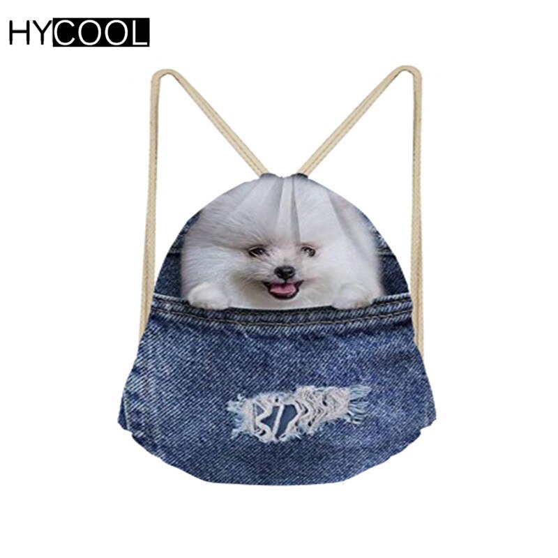 Hycool sporttas met trekkoord, klein, kinderen, jongens, meisjes, voor fietsen, hardlopen, buiten, 3d hondenprint, sporttas, fitnesstas: Cc1673 z 3