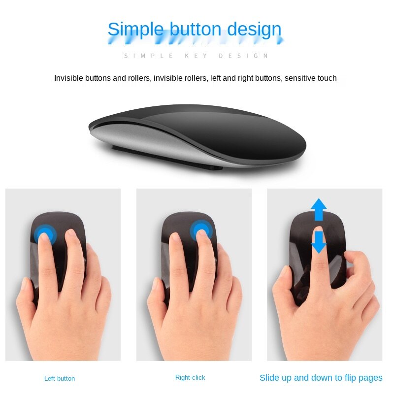 Ratón inalámbrico con Bluetooth para portátil, 2,4G, para Ipad, estilo Apple, carga inalámbrica táctil, para oficina
