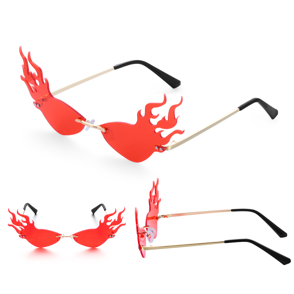 Offre spéciale sans monture lunettes de soleil large côté vague de feu flamme lunettes de soleil femmes hommes lunettes lunettes de protection