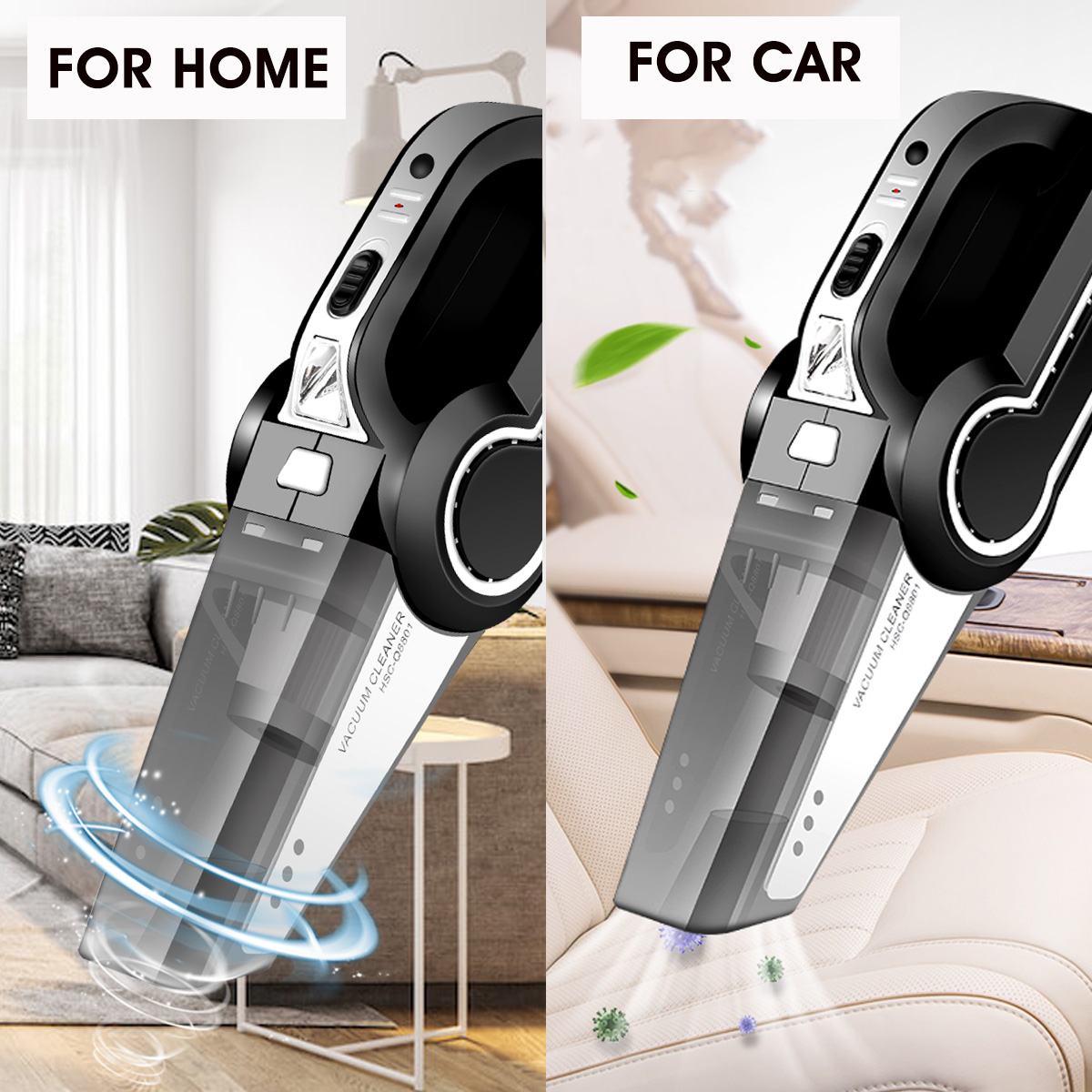 Wireless Cordless Car Vacuum cleaner Vacuuming Automobile Auto Portable Handheld Vacuum Cleaner Wet Dry Use USB Rechargeable