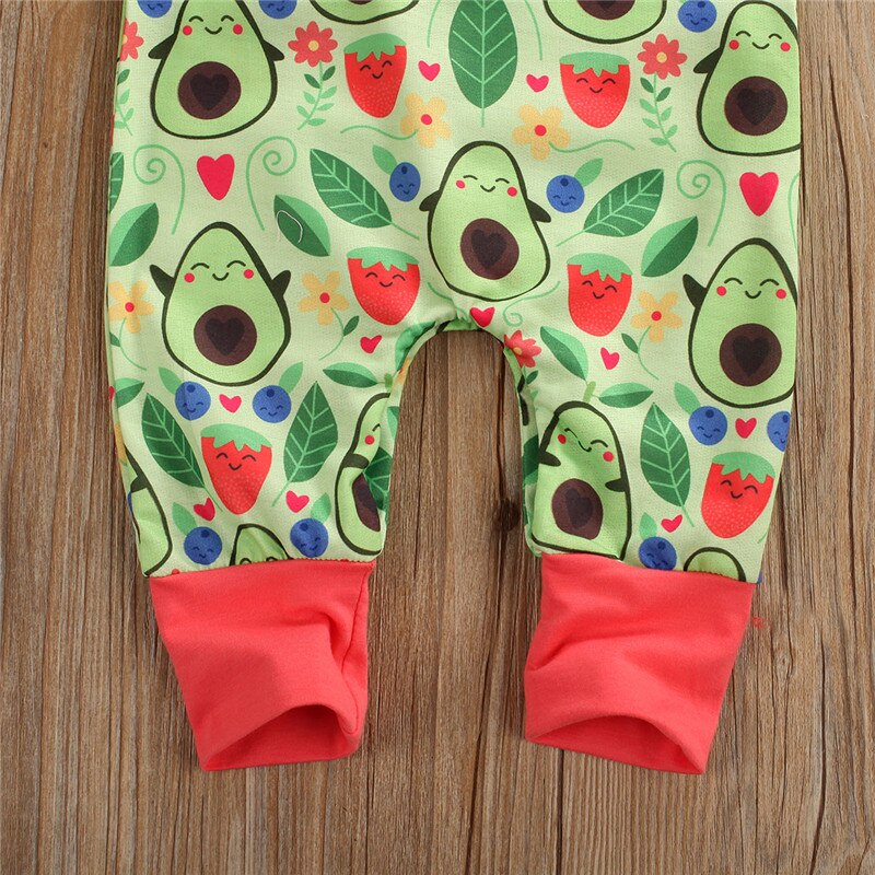 Pelele con estampado de aguacate para recién nacido, sin mangas, cuello redondo, mono, ropa, trajes diarios