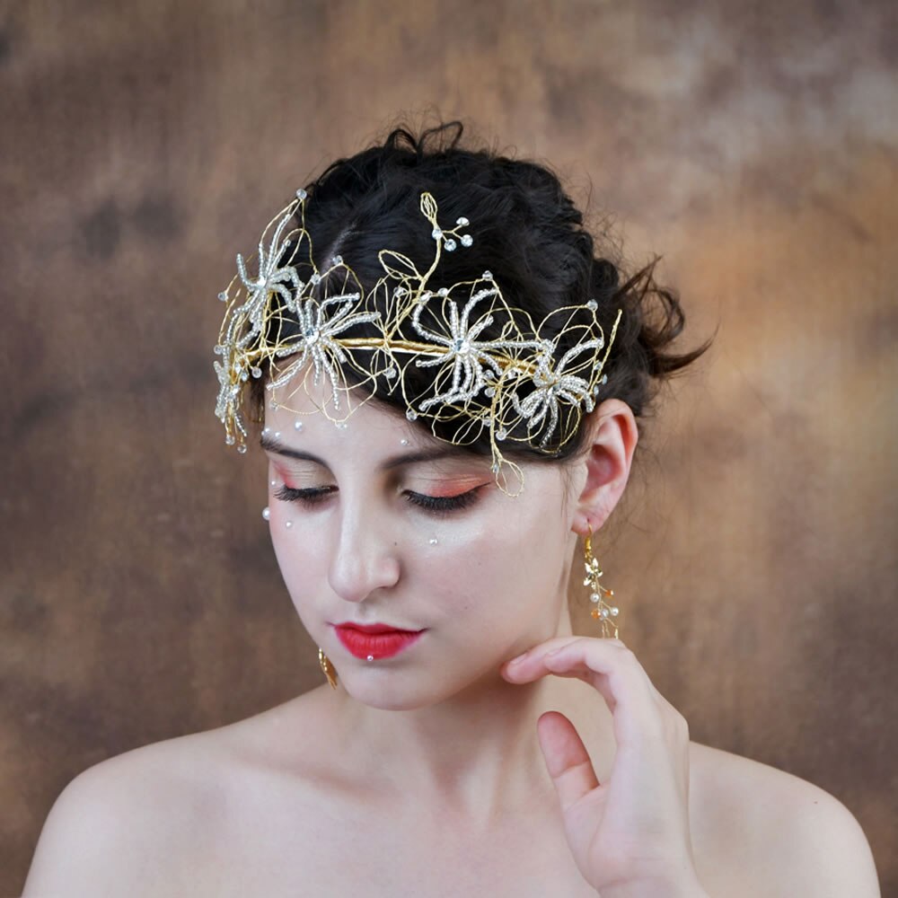 Pearl Crystal Wedding Hair Comb - Rhinestone Floral Bridal Hair Clip For Bride & Bridesmaids (Green, 15x6cm)