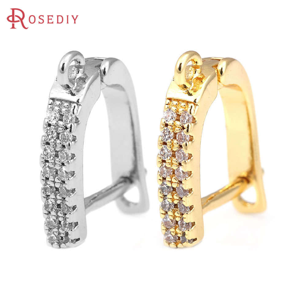 Pasador de latón y circón de Color dorado de 18K para mujer, suministros de fabricación de joyas Diy, accesorios para pendientes