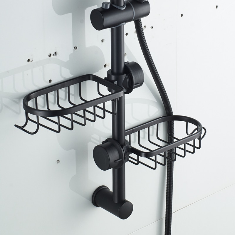 Badkamerplank aluminium enkellaags douchestang shampoo zeep opbergrek waterkraan verstelbare afvoermand keukenaccessoires