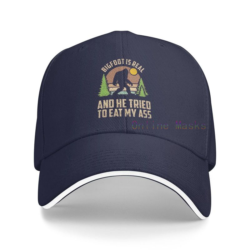 Bigfoot is Real and He Tried to Eat My Ass Baseball Cap Unisex Vintage Trucker Hat Adjustable Cowboy Hats for Mens Womens