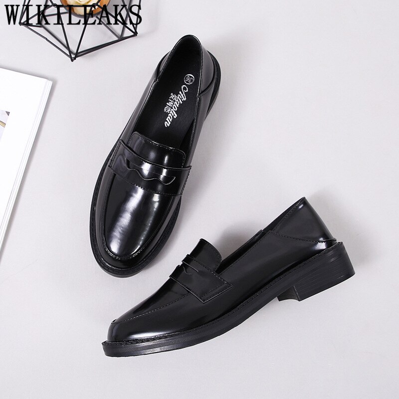 Chaussures coréennes chaussures noires pour femmes chaussures Oxford pour femmes mocassins Creepers Harajuku Sapato Feminino Couro Mocassin Femme Sapatos