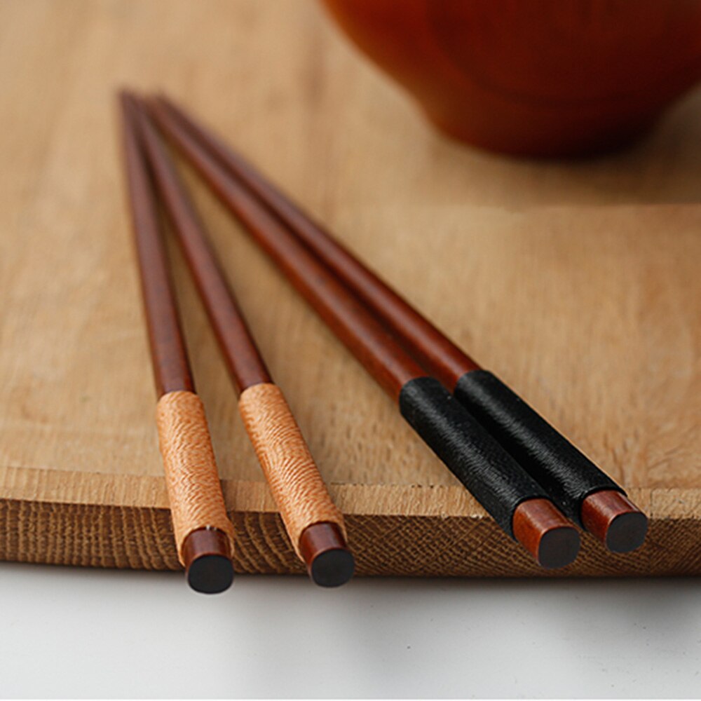 Chopsticks Handmade 5 pairs Natural Wood Lacquer Wooden Chopstick Antiseptic Japanese Sharp Chopstick Korean Chinese Food