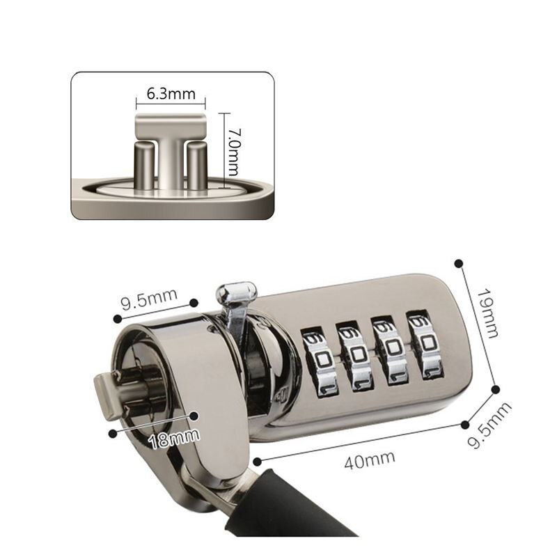 Notizbuch Laptop Kombination Schloss Sicherheit Kabel-4 Ziffer Passwort Schutze, Diebstahl-mit robust Dicken Schwarzen Securi