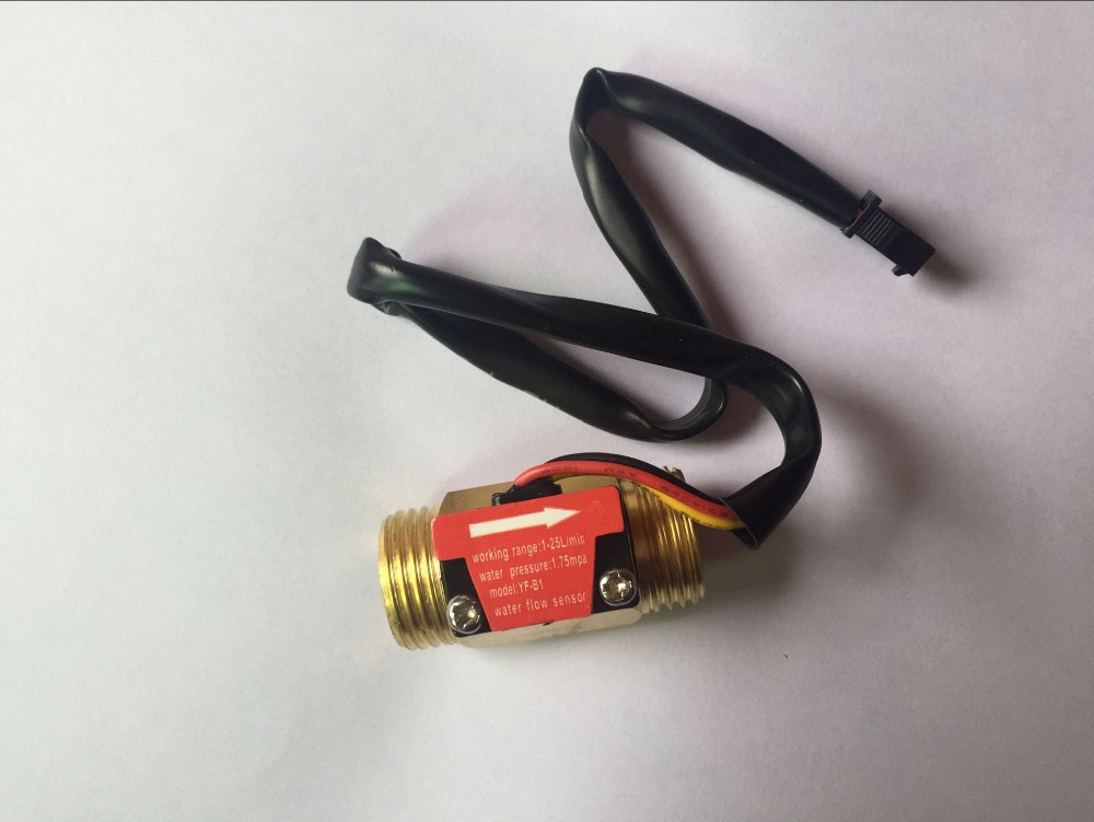 B1 Full Copper Water Flow Sensor 1.75Mpa G1/2 Pulse Hall Flow Meter Switch 1-25L/Min