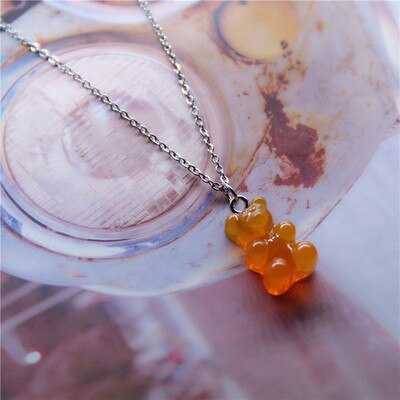 HZ Korean Cute Gummy Bear Colorful Sweet Lovely Bracelet Cool Long Chain Alloy Metal Line Necklace for Women Jewelry Party: 14 45CM