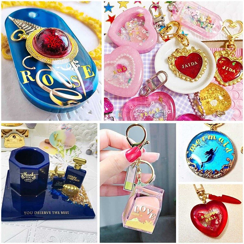 12 Sheets Brief Hars Stickers, Kleine Alfabet Nummer Stickers, Legering, Zelfklevende, Goud En Zilver, 3Mm/4.5Mm Tall