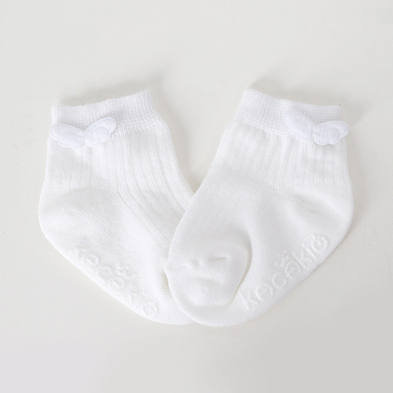 Balleenshiny Engelenvleugels Katoenen Sokken Baby Jongens Meisjes Leuke Mooie Anti Slip Sokken Peuter Kids Zachte Sokken Herfst: WHITE / S 0-2T