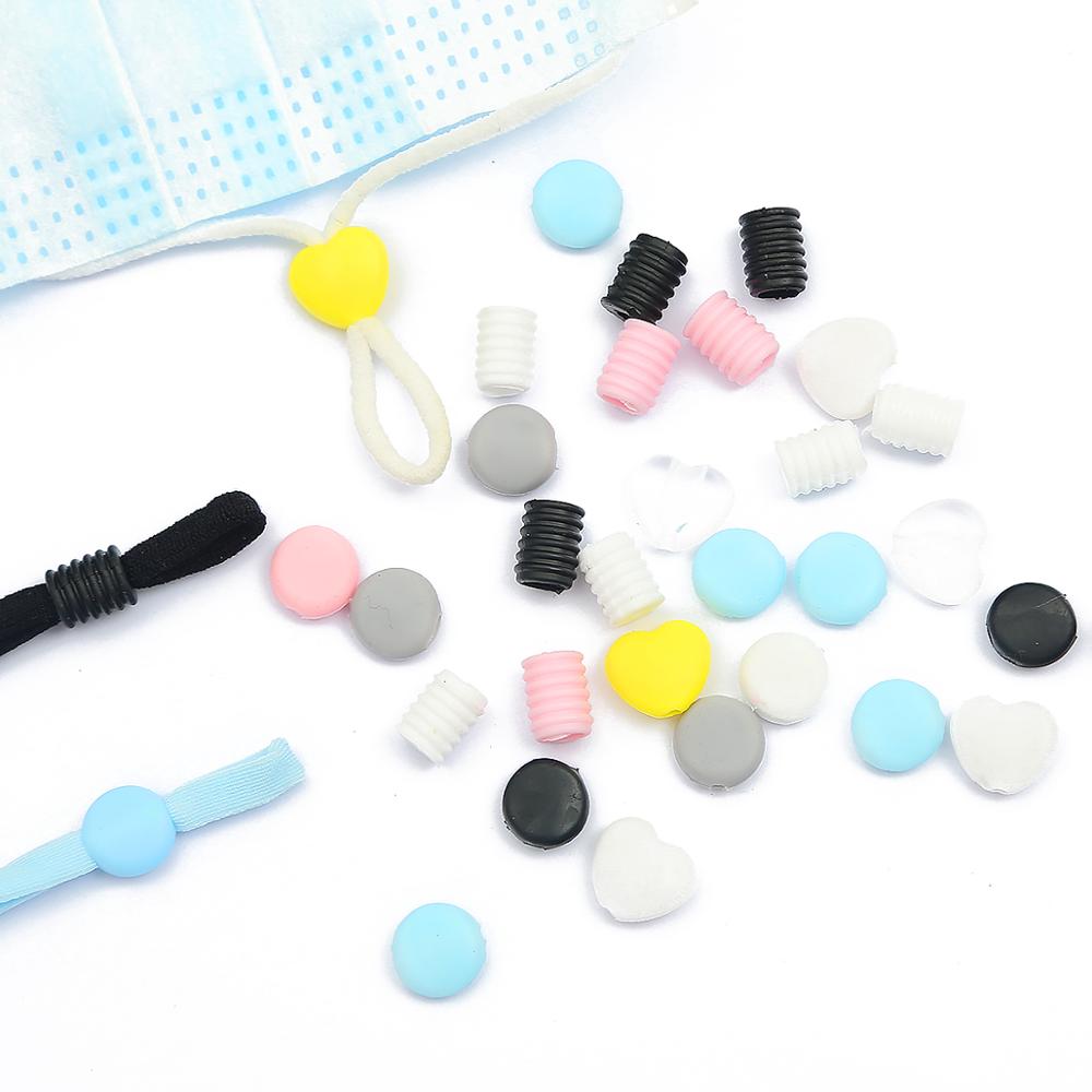 50Pcs Einstellbare Perlen Anti-slip Maske Schnalle Elastische Band Kappe Kunststoff Flache Spirale Schnalle Maske Stopper Ohr Schnur kordelzug Taste