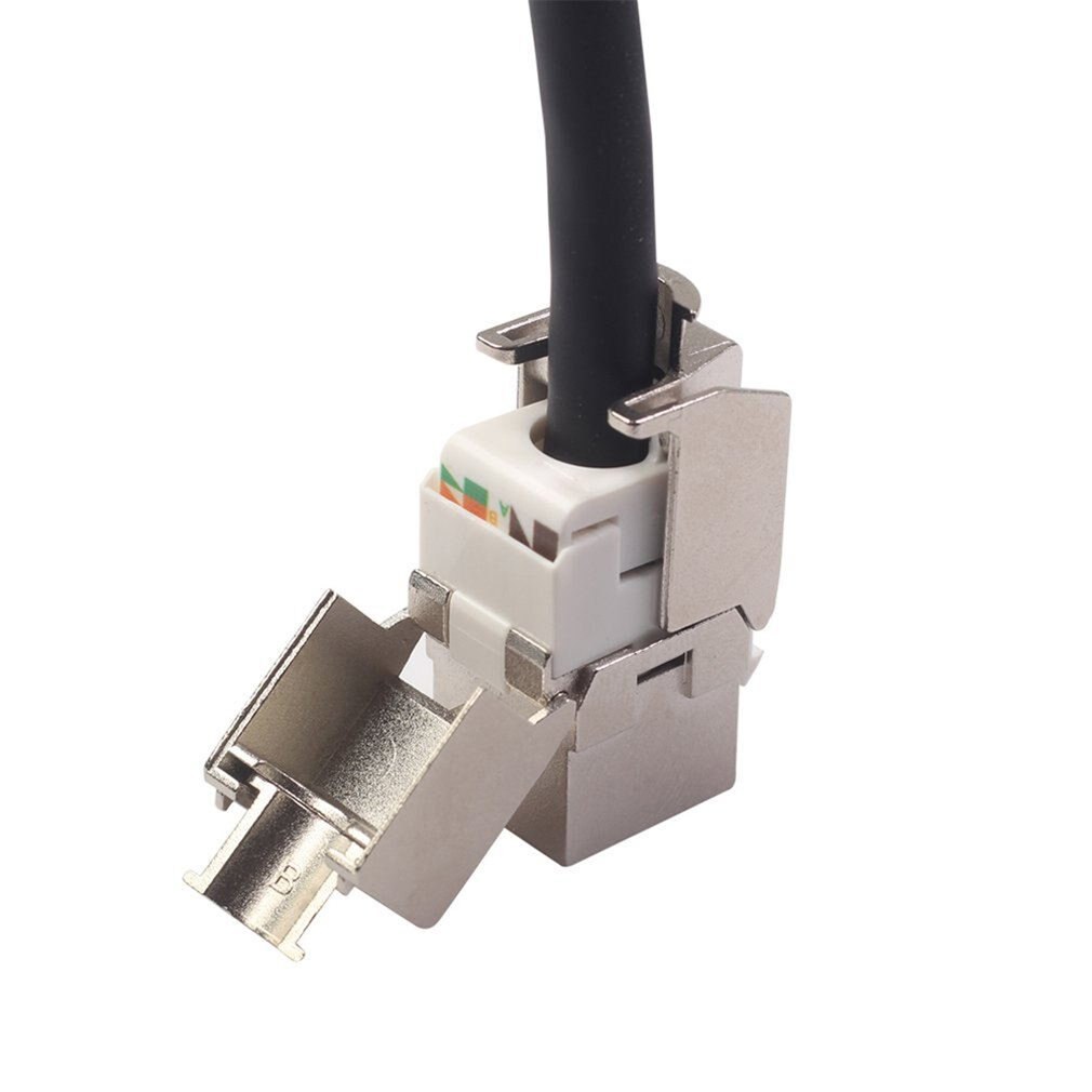 Tragbares netzwerkmodul mit  rj45 keystone-buchsen, 360 -fach geschirmt,  rj45 buchsen auf lsa-anschluss, werkzeuglose konfektionierung