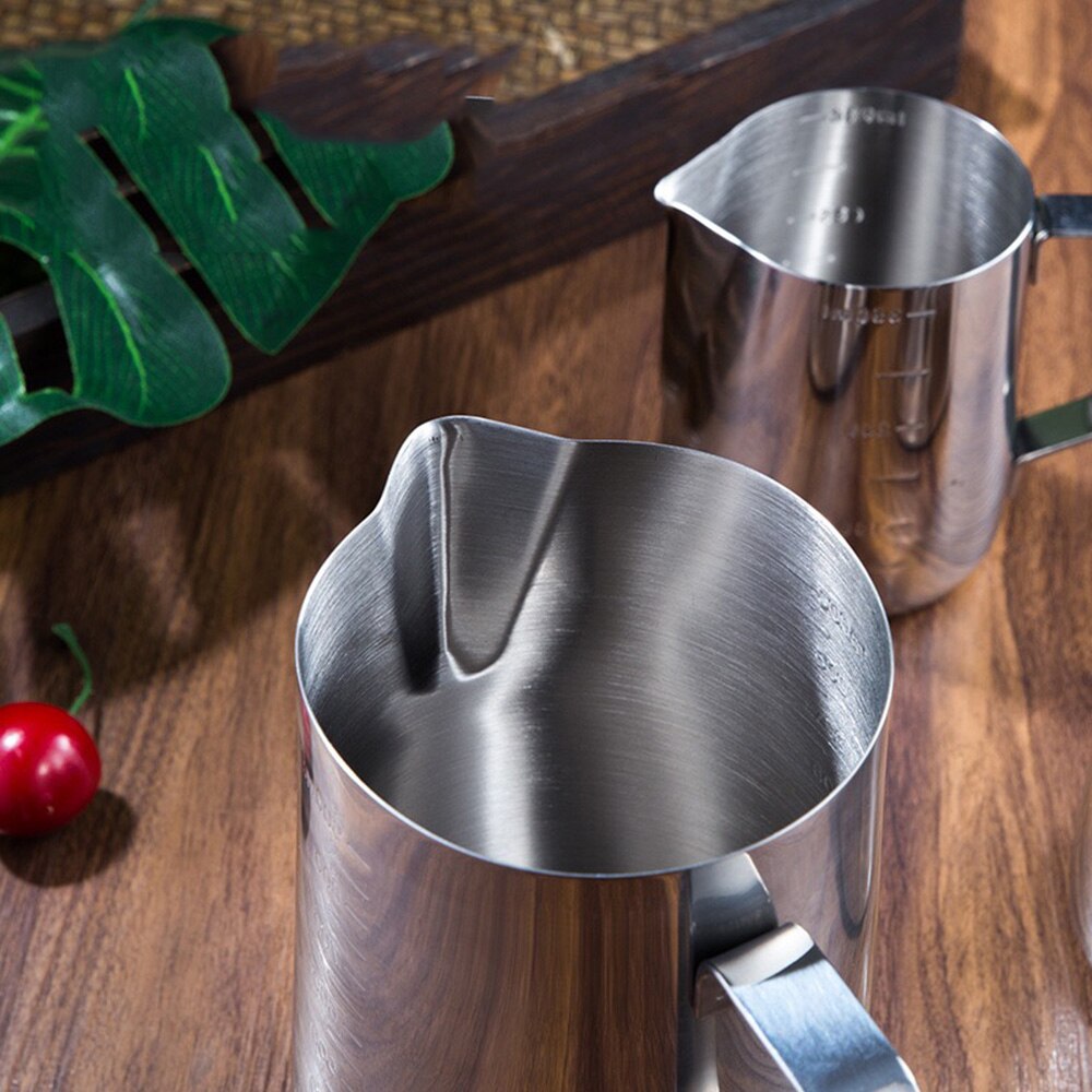Milk Steaming &amp; Frothing Pitcher, Stainless Steel Non-Stick Milk Jug Pull Flower Cup Perfect For Coffee Cappuccino Latte Art