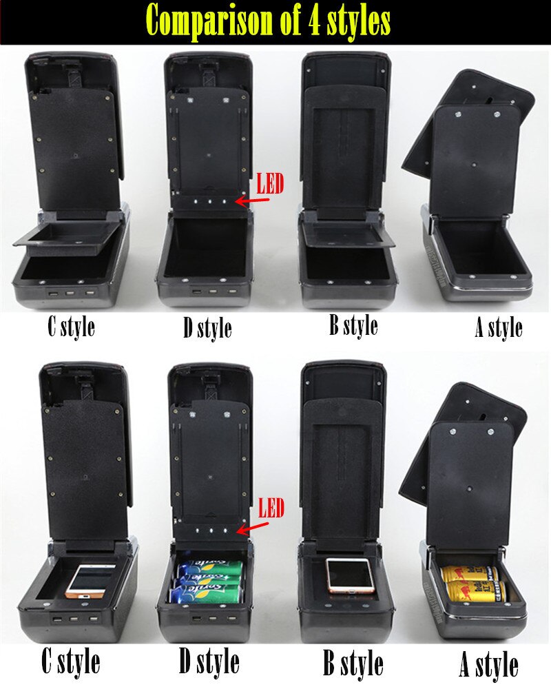 For Land Rover Frelender2 Armrest box For Land Rover Freelander car Armrest box Interior Parts content Storage box with USB LED