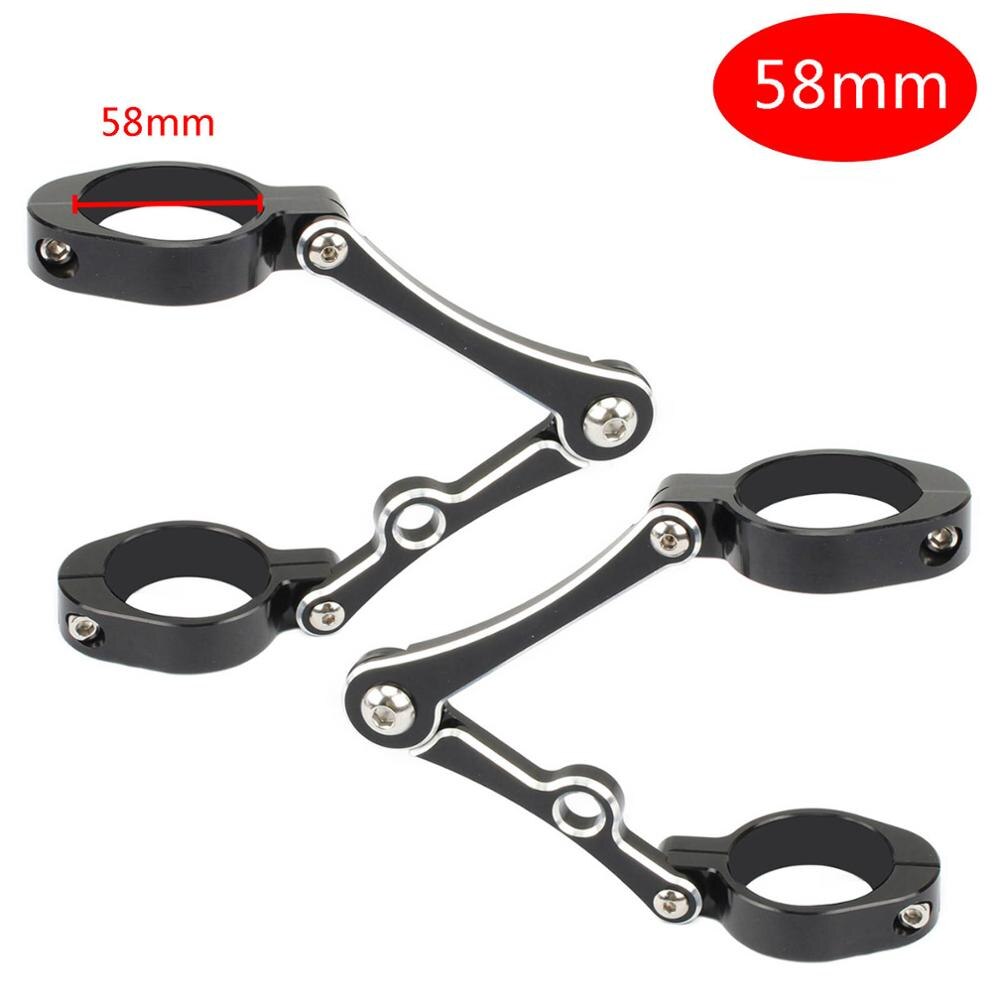 Support de phare de moto 55mm-58mm fourche Tube pinces support CNC pour Harley Honda Chopper Bobber café Racer universel: black cut 58mm
