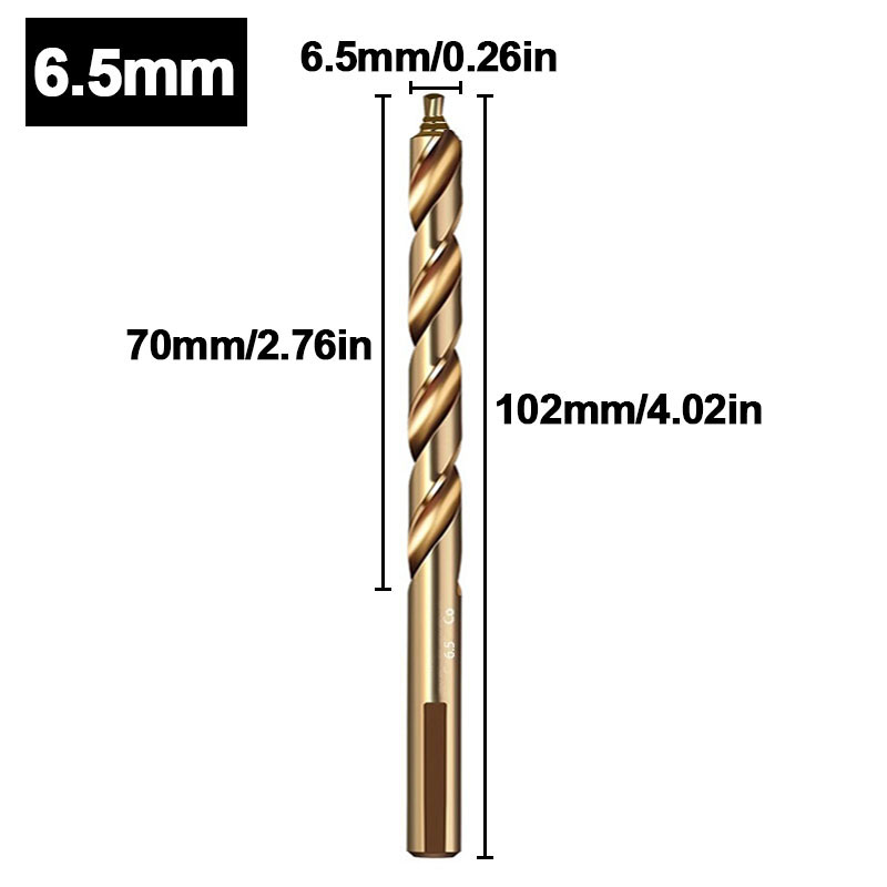 Broca helicoidal escalonada de cobalto, taladro de vástago recto de acero de alta velocidad M35 (3-13 mm) para metal, acero inoxidable y hierro