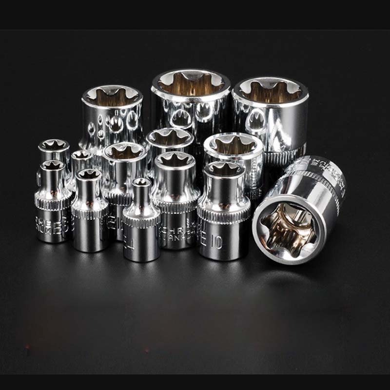 14 sztuk 1/4 "3/8" 1/2 "Torx gwiazda zestaw gniazd Femal E typ gniazdo klucza dynamometrycznego klucz głowy otworzyć E4 E5 E6 E7 E8 E10 E12 E14 E16 E18 E20 E24 narzędzia samochodowe