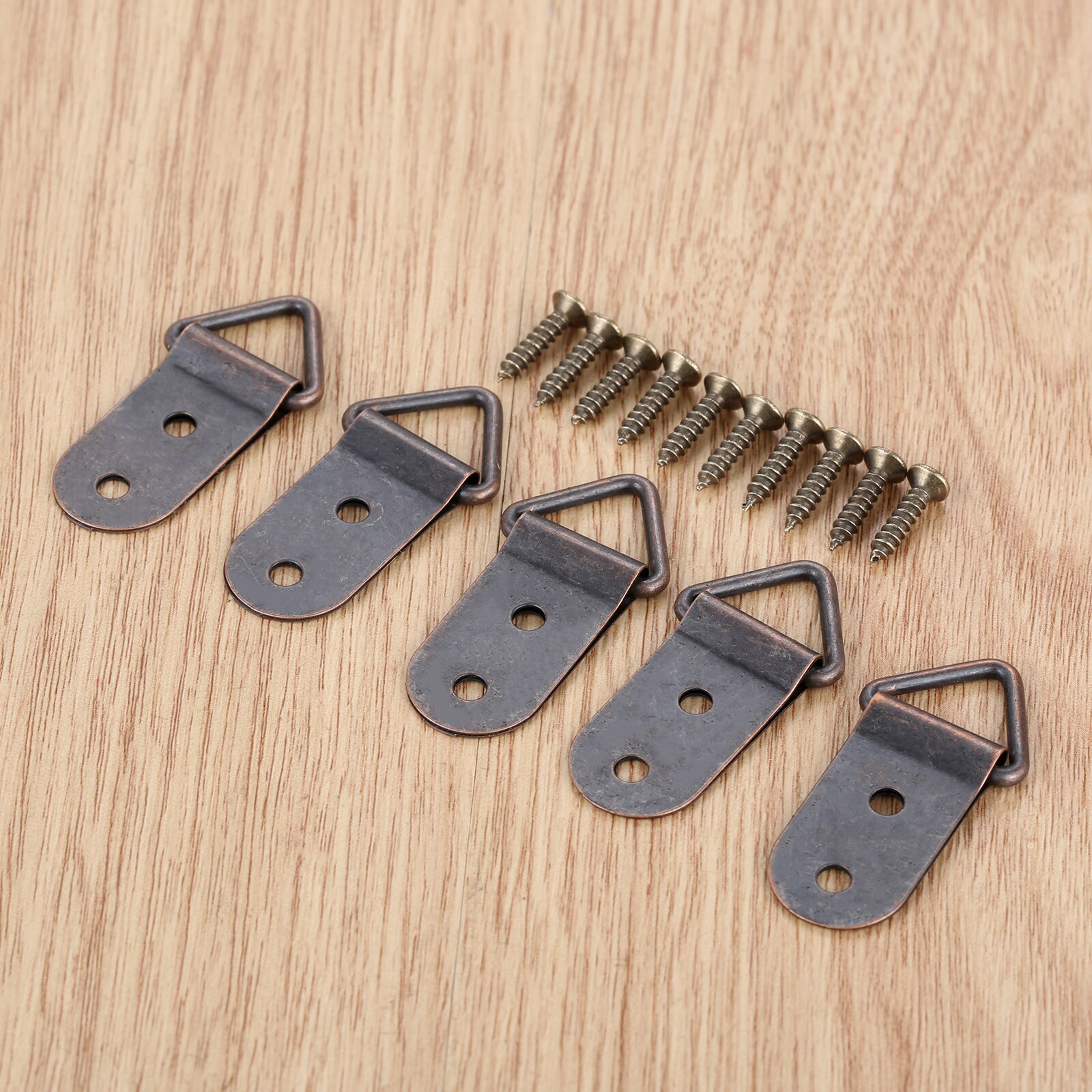 5/20sets Triangle D Ring Hangers Photo Frame Hooks Picture Wall Holder w/screws Alloy 30-60mm Antique Bronze/Red Copper/Sliver: E 5pc Copper 44x16