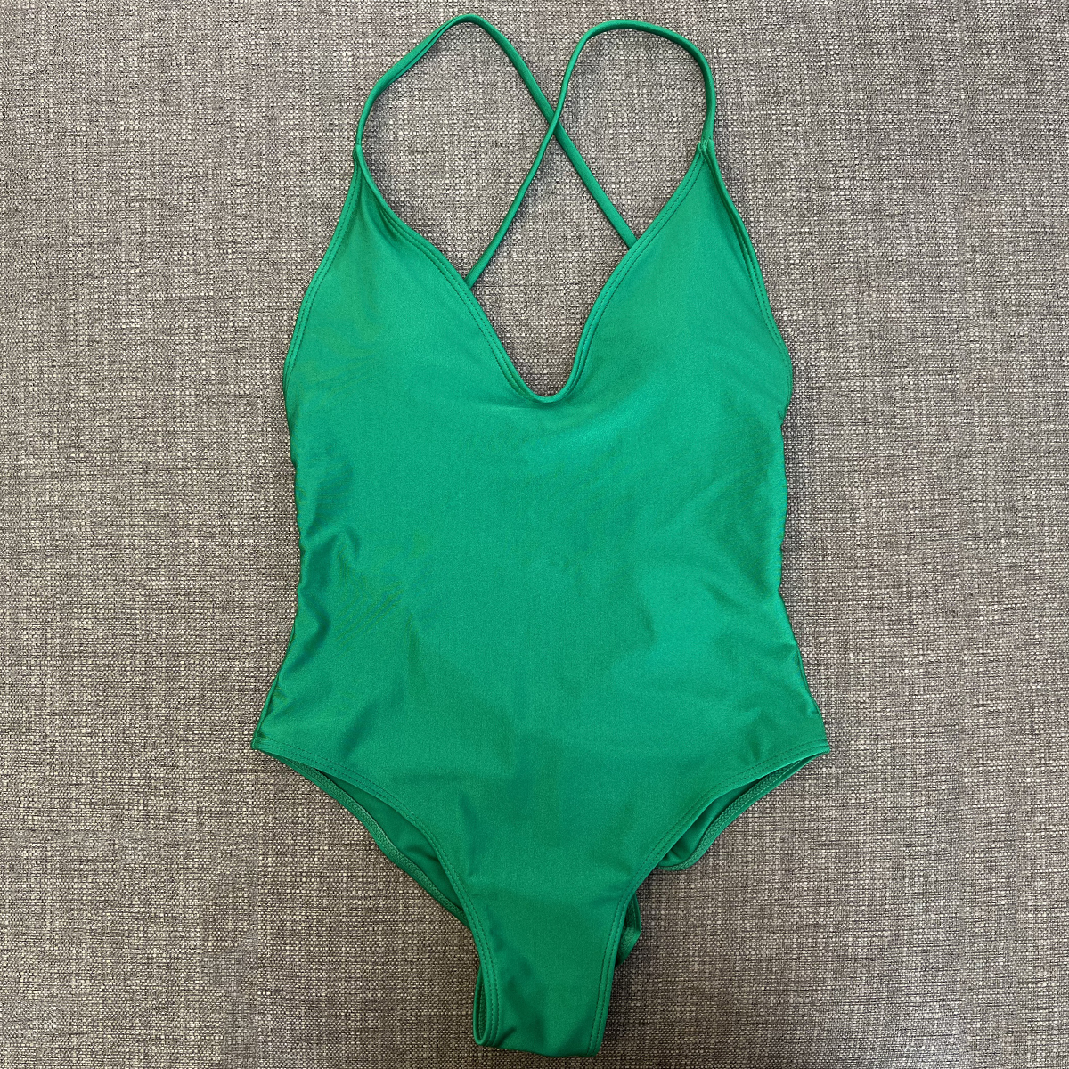 Bañador unicolor de una pieza para mujer, traje de baño , Bikini, traje de baño Sexy de talla grande, traje de baño para mujer: M / Verde
