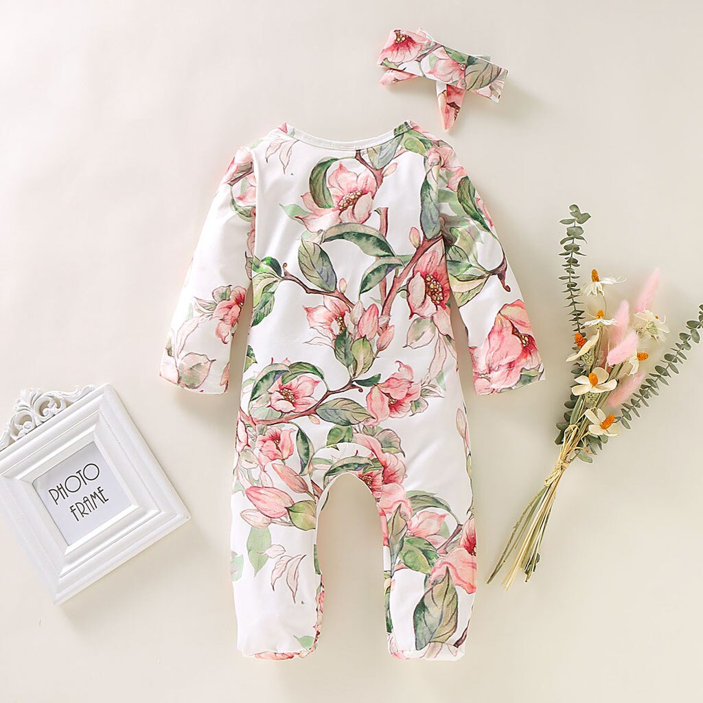 Arloneet Kid Rompertjes Pasgeboren Baby Baby Meisje Jongen Betaalde Wit Sleeper Romper Hoofdband Meisjes Kleding Outfits Set P30