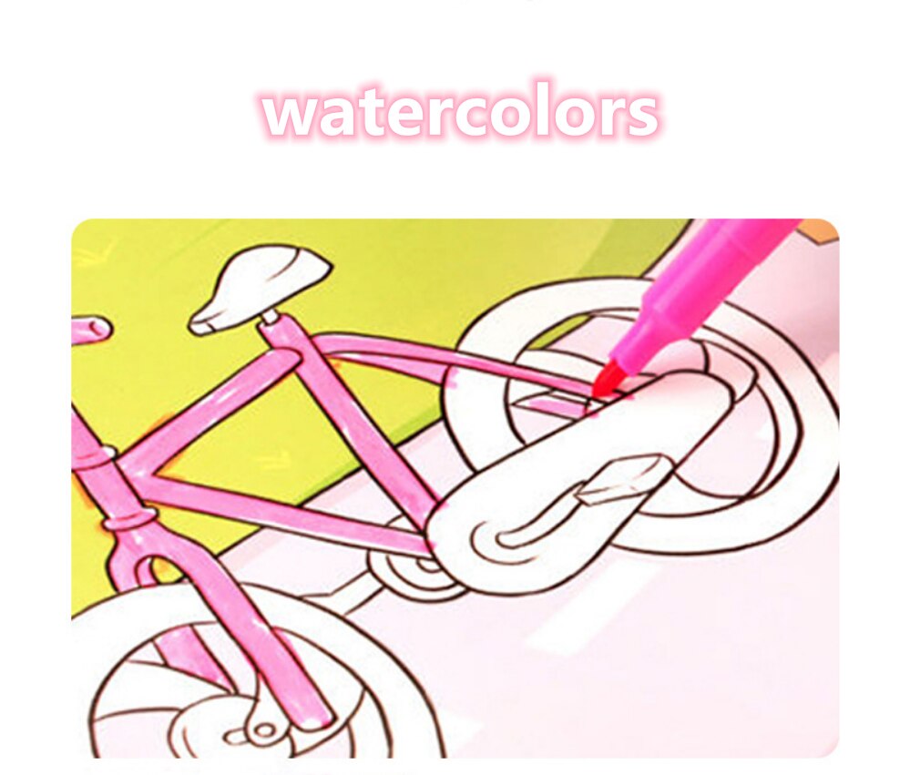 Children drawing watercolor pen, students learn painting special pen, crayon, color lead, oil painting stick